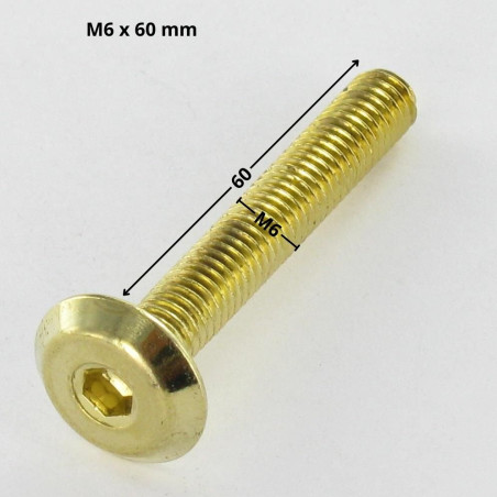 1 x Vis métaux tête plate Clé de 4 HC4 M6X60 Acier laitonne