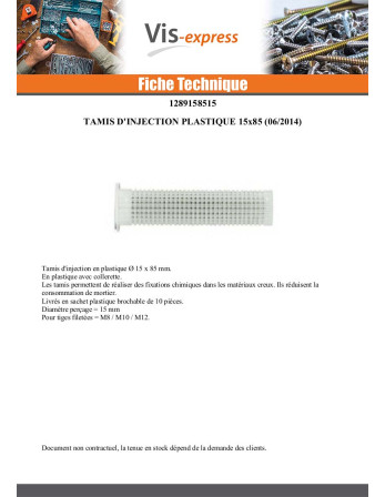 TAMIS D'INJECTION Plastique RAWLPLUG 16X85