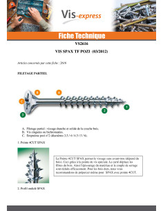 Vis Spax Tête fraisée Pozi N°2 4X50 Filetée sur 22... 2