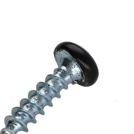 1 x VBA Vis bois agglo Tête ronde TR Pozi N°2 3.5X15 Acier zingué Laqué noir RAL9005 noir foncé