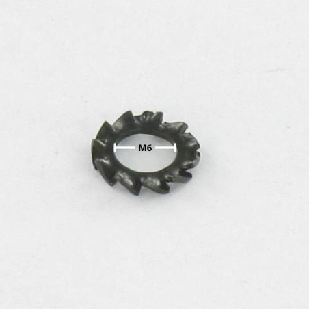 1 x Rondelle éventail à dentures extérieures AZ M6 Acier zingué noir