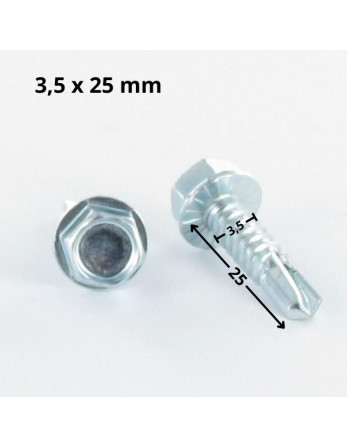 Vis autoperceuse Tête hexagonale TH 3.5X25 Filet tôle Acier zingué