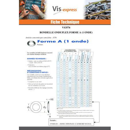1 x Rondelle ONDUFLEX M12 Acier brut Type à 1 Ondes