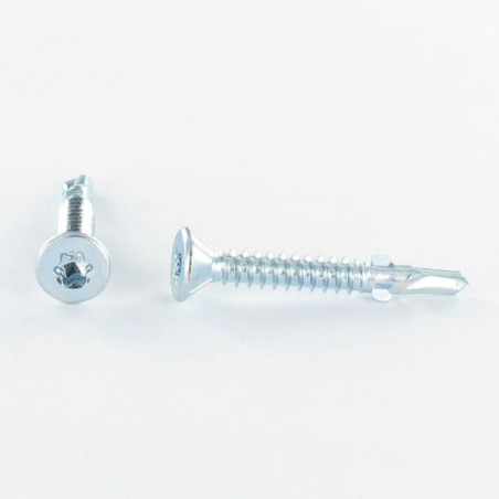 1 x Vis autoperceuse Tête fraisée TORX T30 5.5X45 Crantée et ailettes Acier zingué