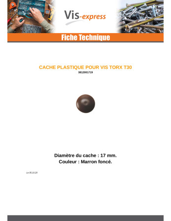 Cache tête de vis TORX T30 Diamètre de tête: 17 Polyéthylène Marron FONC