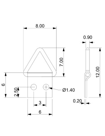Attache triangulaire pour tableau 6MM Acier brut
