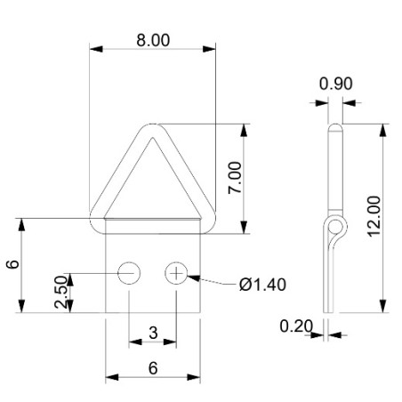 1 x Attache triangulaire pour tableau 6MM Acier brut