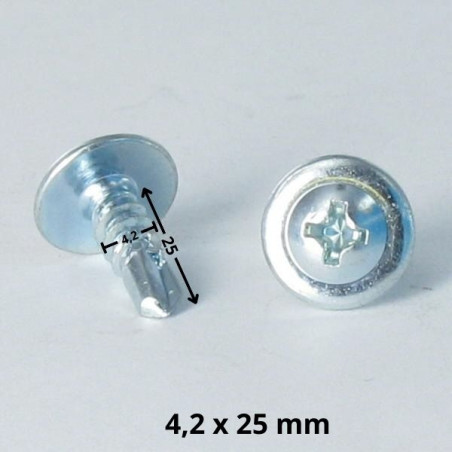 1 x Vis autoperceuse Tête ronde large Phillips Cranté 4.2X25 Acier zingué