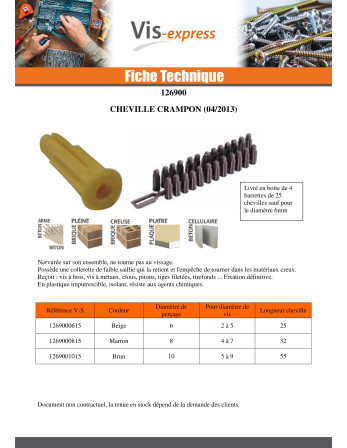 Cheville CRAMPON 6 Nylon BEIGE RAWLPLUG