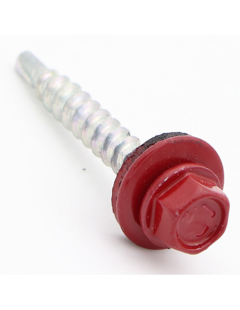 Vis autoperceuse Tête hexagonale TH 4.8X35 RD.EDPM Acier zingué RAL3011 rouge brun