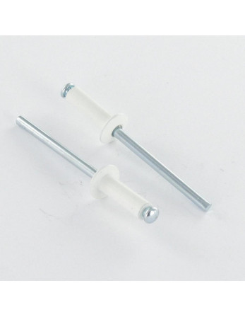 Rivet aveugle Aluminium Tige acier 4.8X10 Epaisseur de serrage 3 à 5 Tête Ronde Standard Laqué blanc