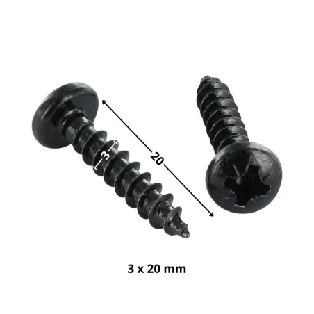 1 x VBA Vis bois agglo Tête ronde TR Pozi N°1 3X20 Acier zingué noir microvis