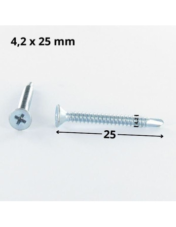 Vis autoperceuse Tête fraisée Phillips 4.2X25 Filet tôle Acier zingué