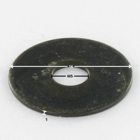 1 x Rondelle Plate M5X16X1 L Acier zingué noir