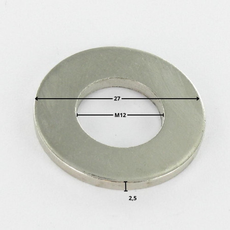 1 x Rondelle Plate M12X27X2.5 M Acier nickelé