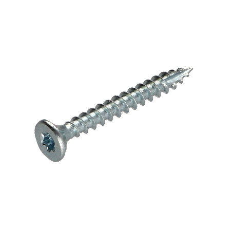 1 x Vis bois TEKOR Tête fraisée Cranté 5X40 TORX T25 Acier zingué Filetage total Pointe antifendage type 17