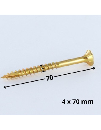 Vis bois TEKOR Tête fraisée Cranté 4X70 Filetée sur 42 TORX T20 ZBCR3+ Pointe antifendage type 17
