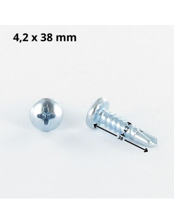 Vis autoperceuse Tête cylindrique bombée TCB Phillips 4.2X38 Filet tôle Acier zingué