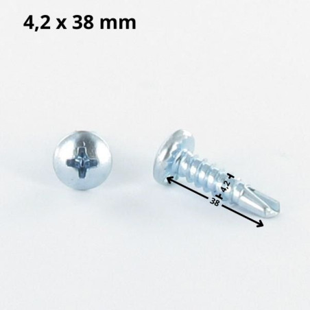 1 x Vis autoperceuse Tête cylindrique bombée TCB Phillips 4.2X38 Filet tôle Acier zingué