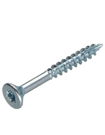 Vis bois TEKOR Tête fraisée Cranté 4X45 Filetée sur 27 TORX T20 Acier zingué Pointe antifendage type 17