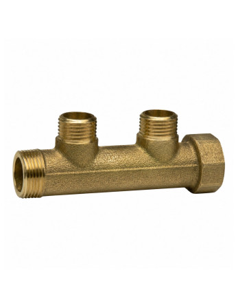Collecteur nourrice 2 sorties 20x27 (3/4") Mâle/Femelle Laiton pour plomberie sanitaire