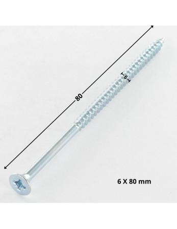 VBA Vis bois agglo Tête fraisée Pozi N°3 6X80 Filetage partiel Acier zingué