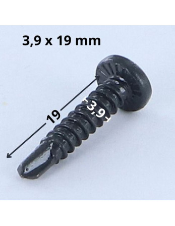 Vis autoperceuse Tête cylindrique bombée TCB Phillips 3.9X19 Filet tôle Acier zingué LAQ RAL7016 gris anthracite