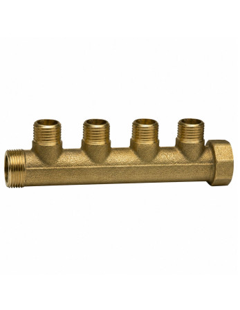 Collecteur nourrice 4 sorties 20x27 (3/4") Mâle/Femelle Laiton pour plomberie sanitaire