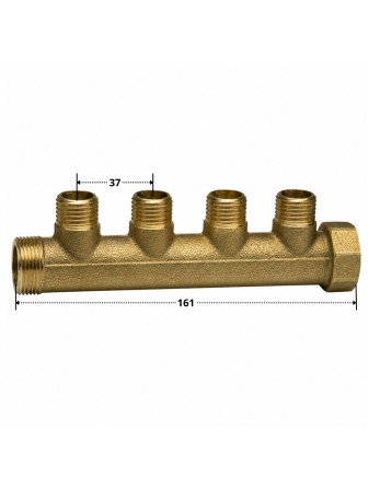 Collecteur nourrice 4 sorties 20x27 (3/4") Mâle/Femelle Laiton pour plomberie sanitaire