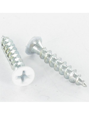 Vis pvc Tête fraisée Phillips 4.2X25 Acier zingué Laqué blanc RAL9010 blanc pur