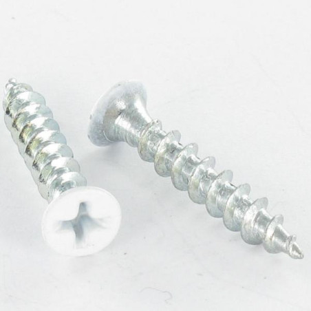 1 x Vis pvc Tête fraisée Phillips 4.2X25 Acier zingué Laqué blanc RAL9010 blanc pur