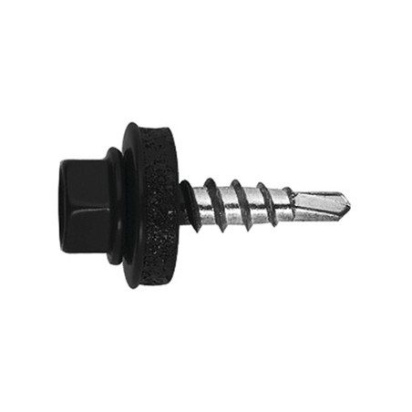 1 x Vis autoperceuse Tête hexagonale TH 4.8X35 Rondelle d'étanchéite EPDM Acier zingué RAL9011