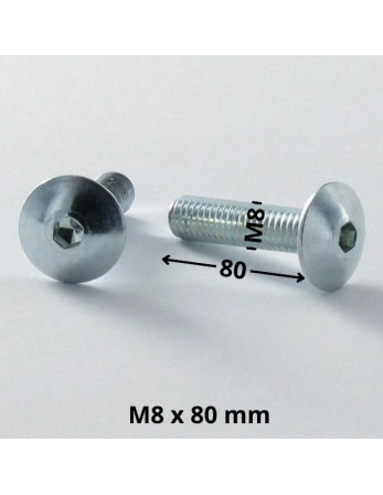 Vis Poelier M8X80 Clé de 5 HC5 Acier zingué
