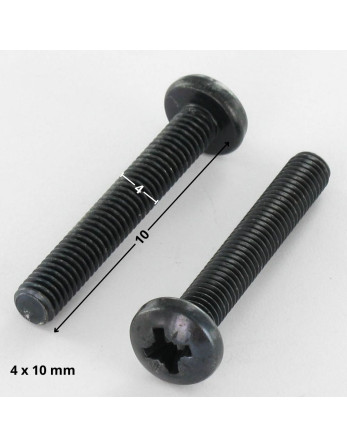 Vis métaux tête cylindrique bombée large Pozi N°2 M4X10 Acier zingué noir