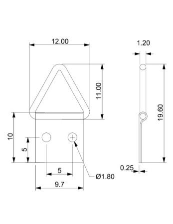 Attache triangulaire pour tableau 10MM Acier brut