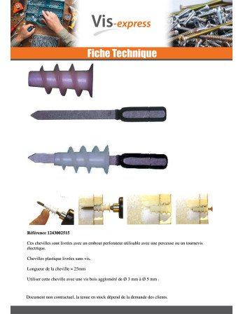 Cheville métallique Vis autoperceuse RAWLPLUG 13X31 Avec Vis