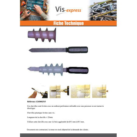 1 x Cheville métallique Vis autoperceuse RAWLPLUG 13X31 Avec Vis