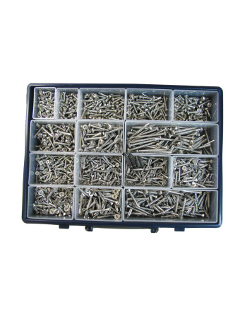 Assortiment de 1540 Vis autoperceuse Tête fraisée Tête ronde TR Pozi Inox A2 Embout