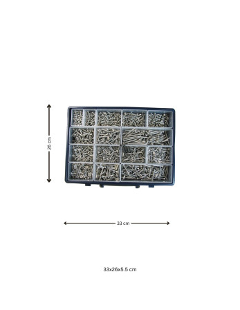 Assortiment de 1540 Vis autoperceuse Tête fraisée Tête ronde TR Pozi Inox A2 Embout