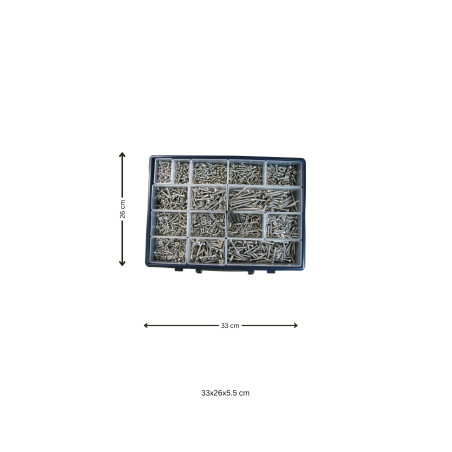 1 x Assortiment de 1540 Vis autoperceuse Tête fraisée Tête ronde TR Pozi Inox A2 Embout