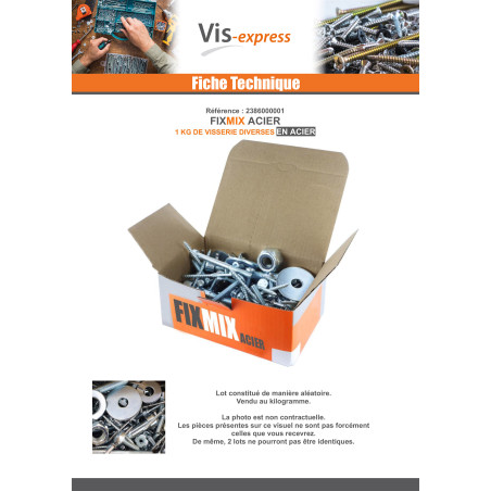 1 x KG De VISSERIE DIVERSE En Acier brut FIXMIX