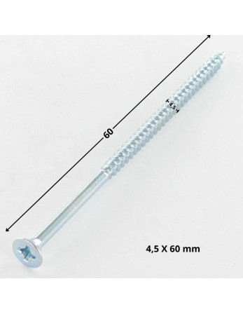 VBA Vis bois agglo Tête fraisée Pozi N°2 4.5X60 Filetage partiel Acier zingué
