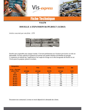 Douille à expansion rawbolt M 6 S 4601
