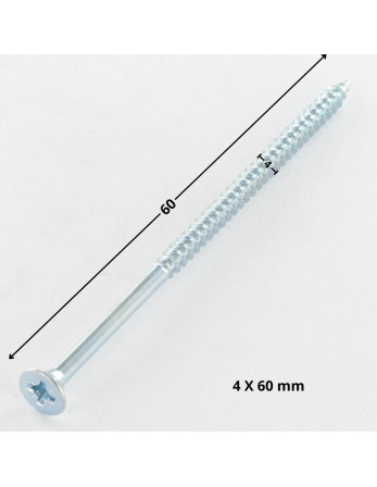 VBA Vis bois agglo Tête fraisée Pozi N°2 4X60 Filetage partiel Acier zingué