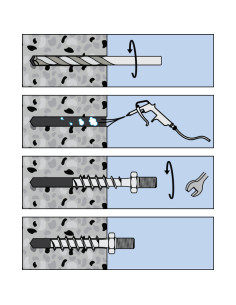 Vis béton Tête FILETEE MALE Embase collerette 6X40 Acier... 2