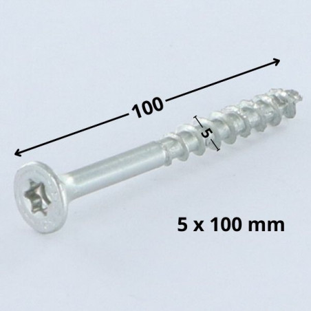 1 x Vis Spax Tête fraisée TORX T20 5X100 Filetée sur 61 Filetage partiel WIROX