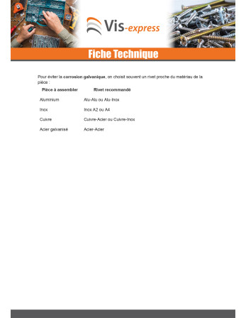 Rivet aveugle tout acier ZING 6.4X35 Epaisseur de serrage 23 à 28 Tête fraisée