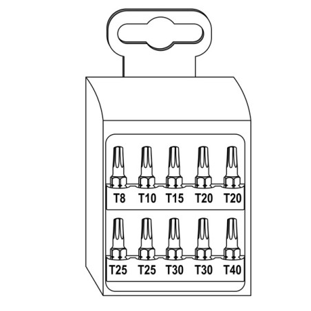 1 x Assortiment de 10 Embout TX + 1 Porte Embout