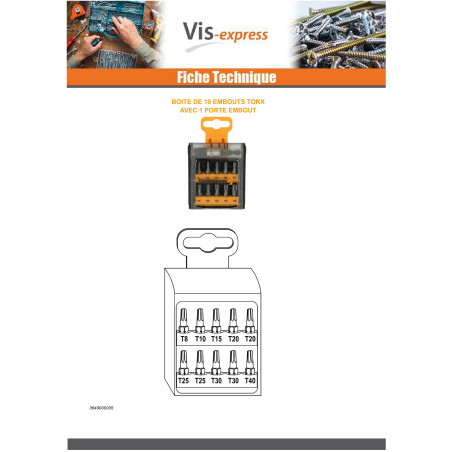 1 x Assortiment de 10 Embout TX + 1 Porte Embout