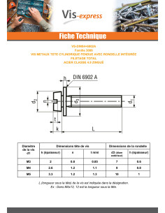 Vis métaux Tête cylindrique TC Fendue Filetage total M5X8... 2